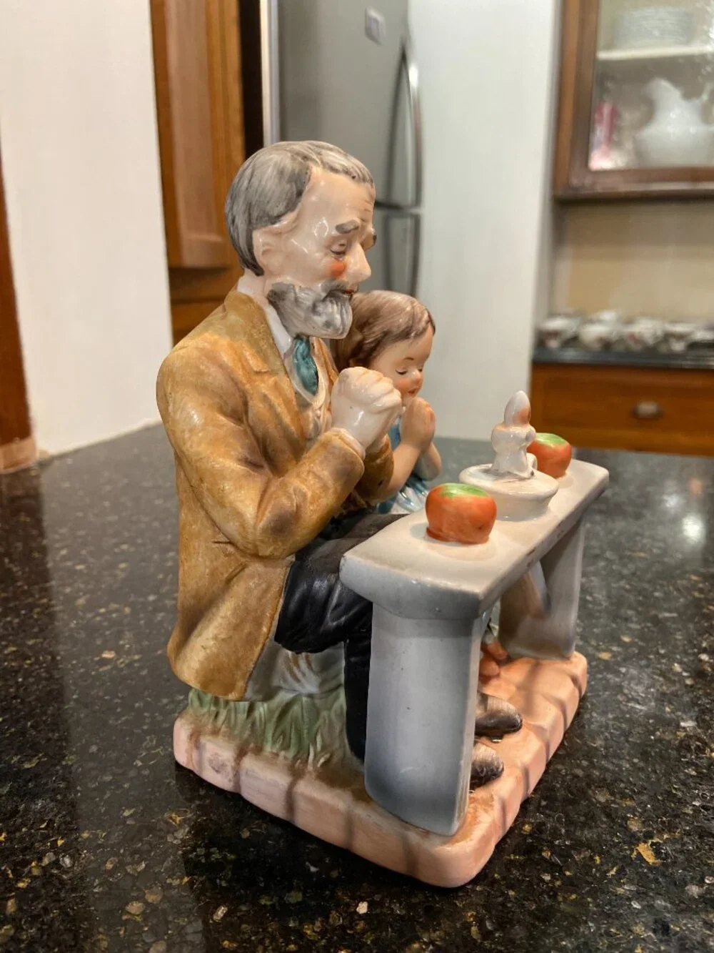 Vintage Norleans Japan Porcelain Old Man & Child Praying Figurine 7